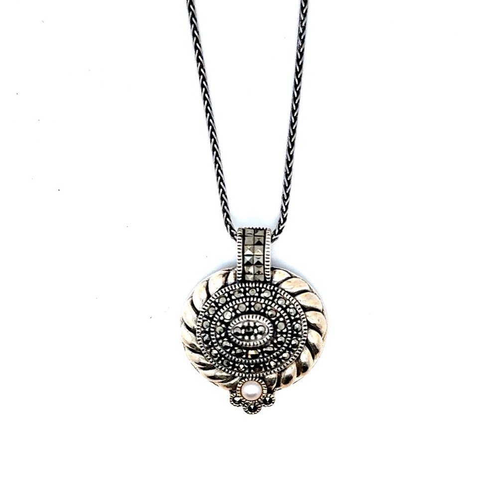 Judith Jack Silver-Tone Filigree Medallion Pendant Necklace‎
